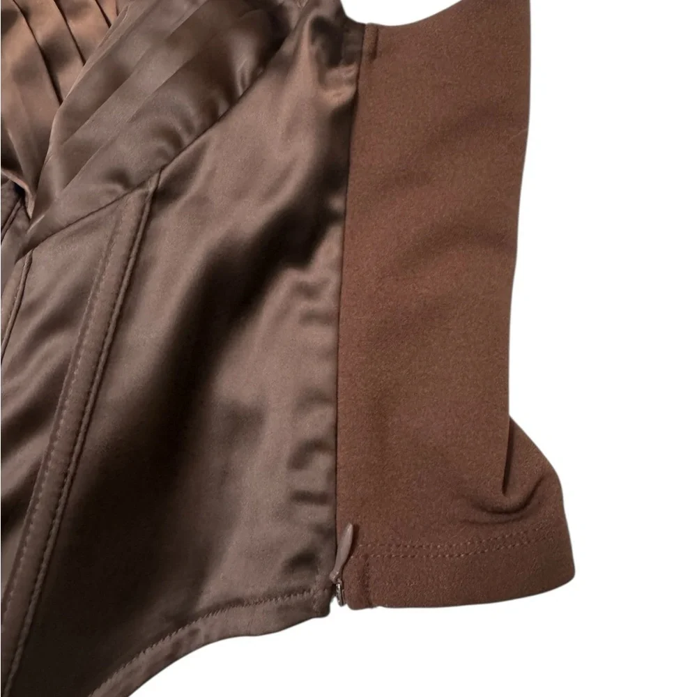 Satin Corset Bustier in Chocolate Brown - Picture 6 of 8